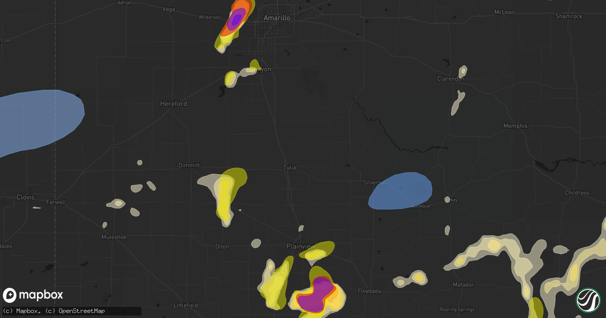 Hail map in Tulia, TX on May 22, 2026