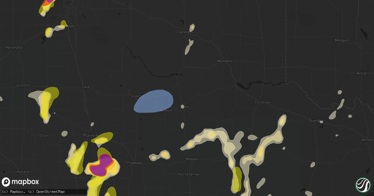Hail map in Turkey, TX on May 22, 2026