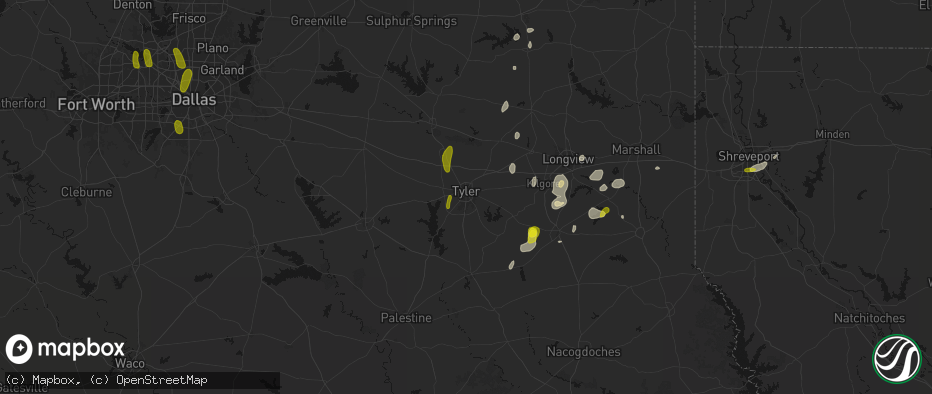 Hail map in Tyler, TX on May 22, 2026