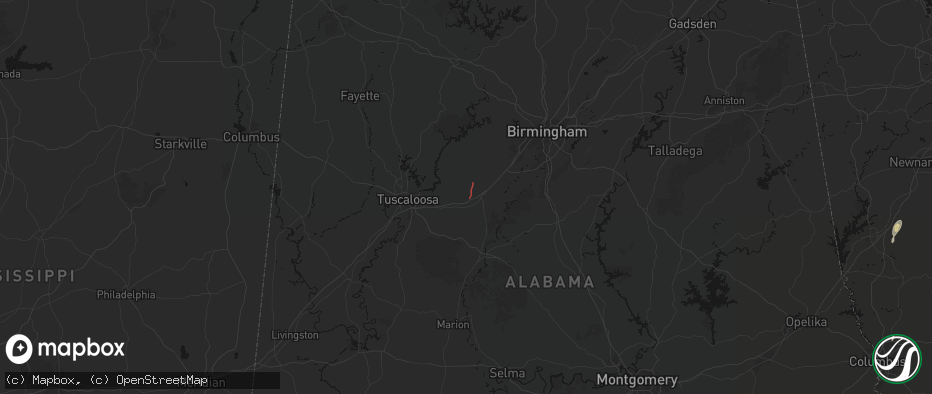 Hail map in Vance, AL on May 22, 2026