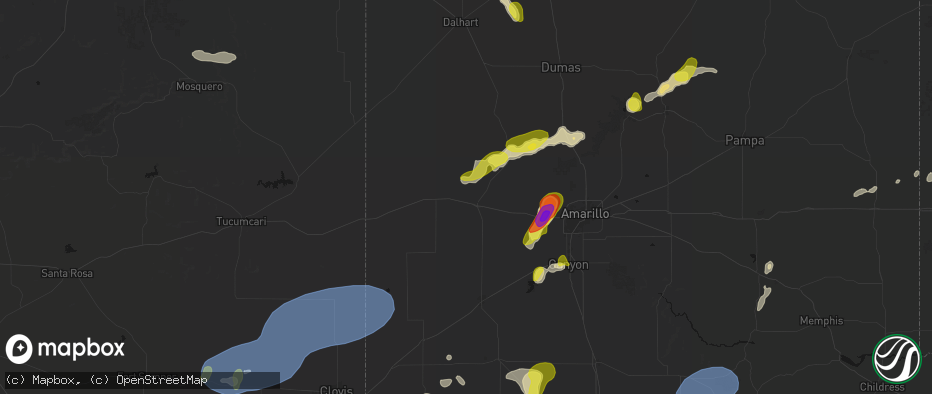 Hail map in Vega, TX on May 22, 2026