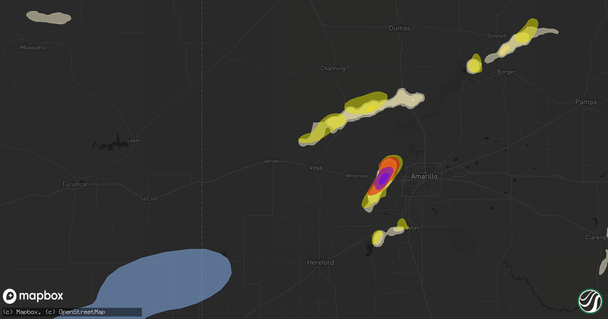 Hail map in Vega, TX on May 22, 2026