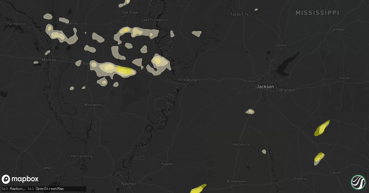 Hail map in Vicksburg, MS on May 22, 2026