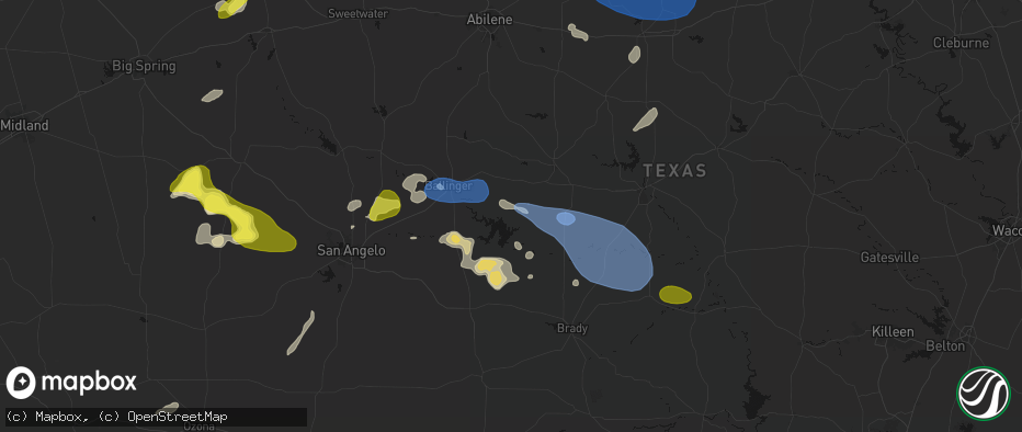 Hail map in Voss, TX on May 22, 2026