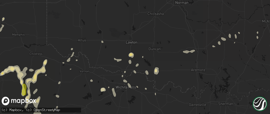 Hail map in Walters, OK on May 22, 2026