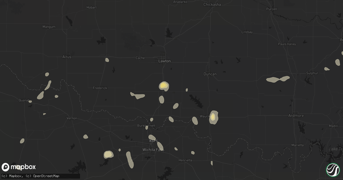 Hail map in Walters, OK on May 22, 2026