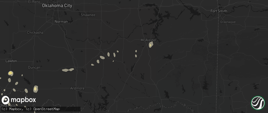 Hail map in Wardville, OK on May 22, 2026