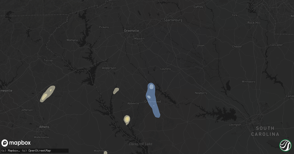 Hail map in Ware Shoals, SC on May 22, 2026