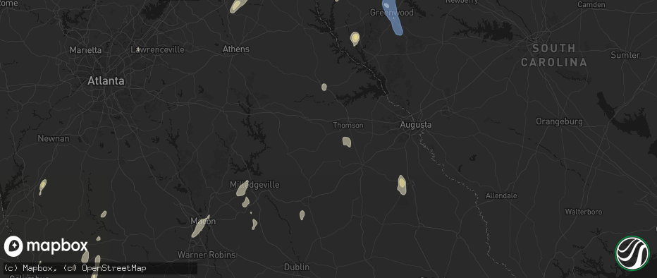 Hail map in Warrenton, GA on May 22, 2026
