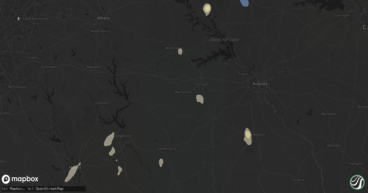 Hail map in Warrenton, GA on May 22, 2026