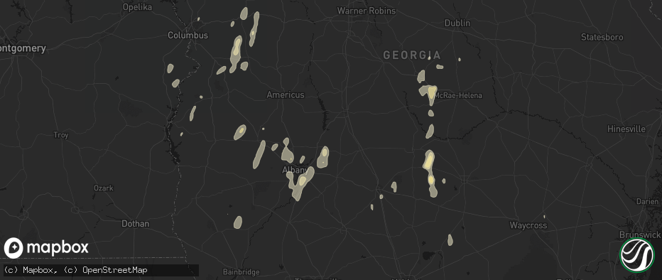 Hail map in Warwick, GA on May 22, 2026