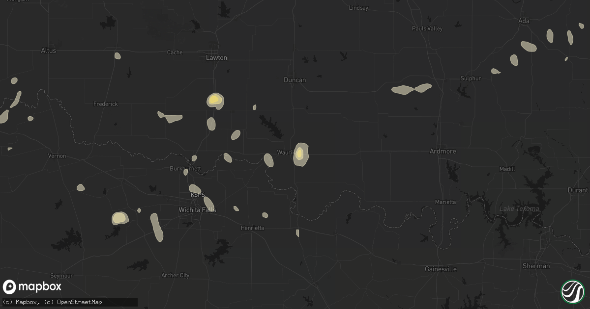 Hail map in Waurika, OK on May 22, 2026