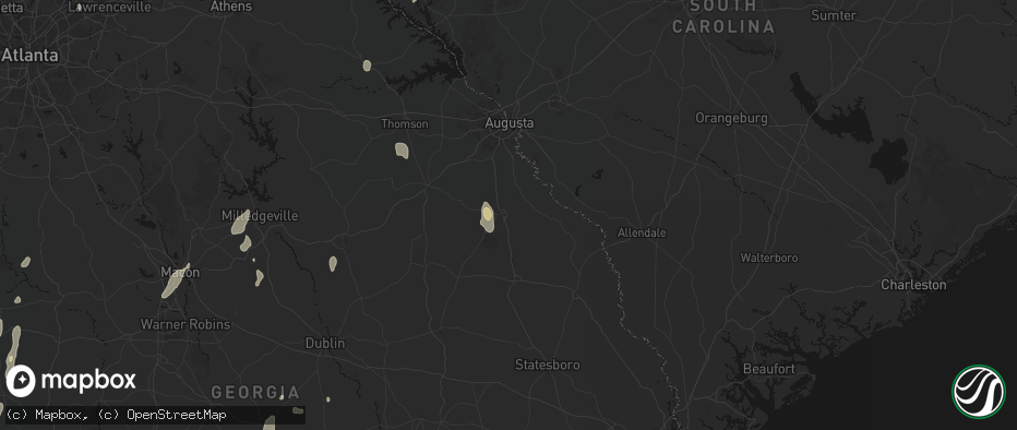 Hail map in Waynesboro, GA on May 22, 2026