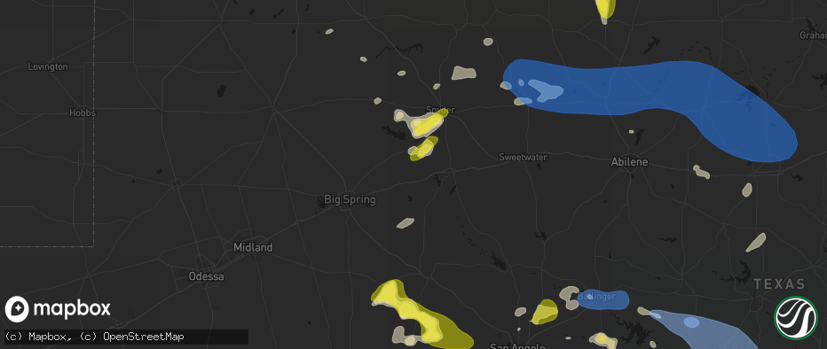 Hail map in Westbrook, TX on May 22, 2026