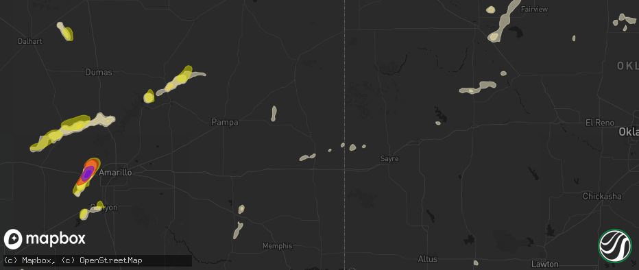 Hail map in Wheeler, TX on May 22, 2026