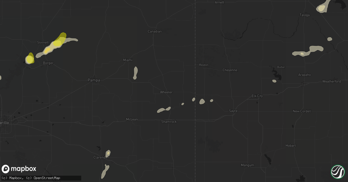 Hail map in Wheeler, TX on May 22, 2026