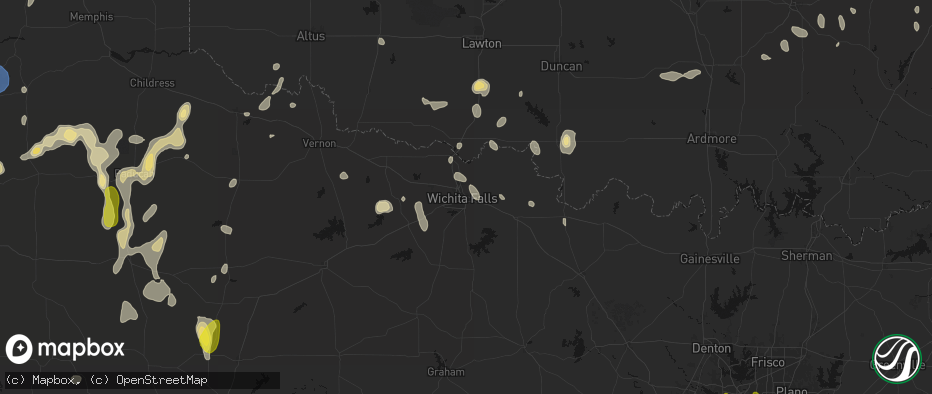 Hail map in Wichita Falls, TX on May 22, 2026