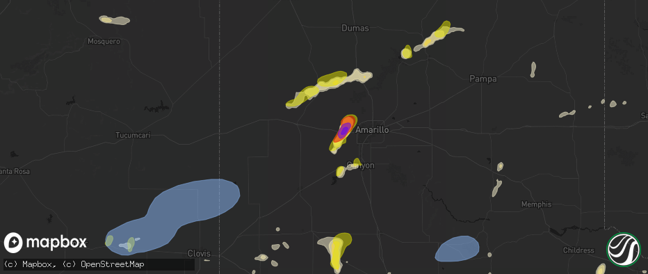 Hail map in Wildorado, TX on May 22, 2026