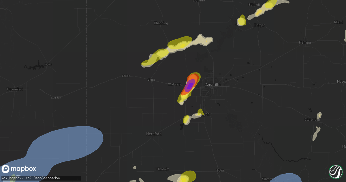 Hail map in Wildorado, TX on May 22, 2026