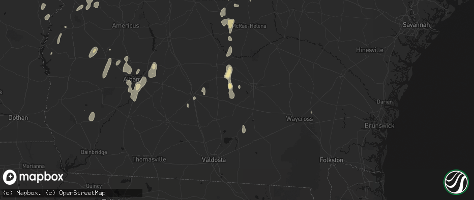 Hail map in Willacoochee, GA on May 22, 2026