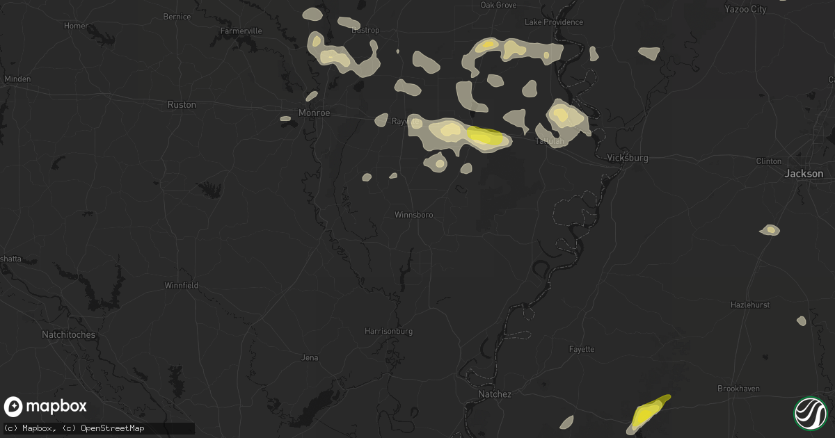 Hail map in Winnsboro, LA on May 22, 2026