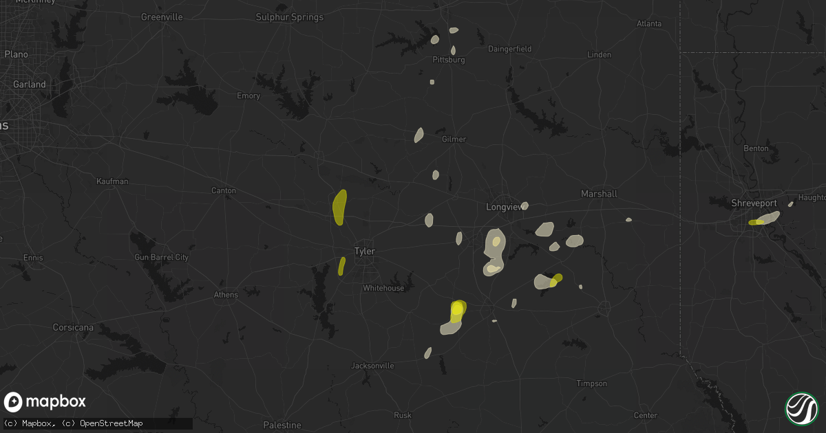 Hail map in Winona, TX on May 22, 2026