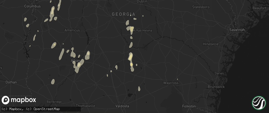 Hail map in Wray, GA on May 22, 2026