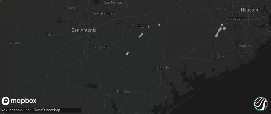 Hail map in Yorktown, TX on May 22, 2026