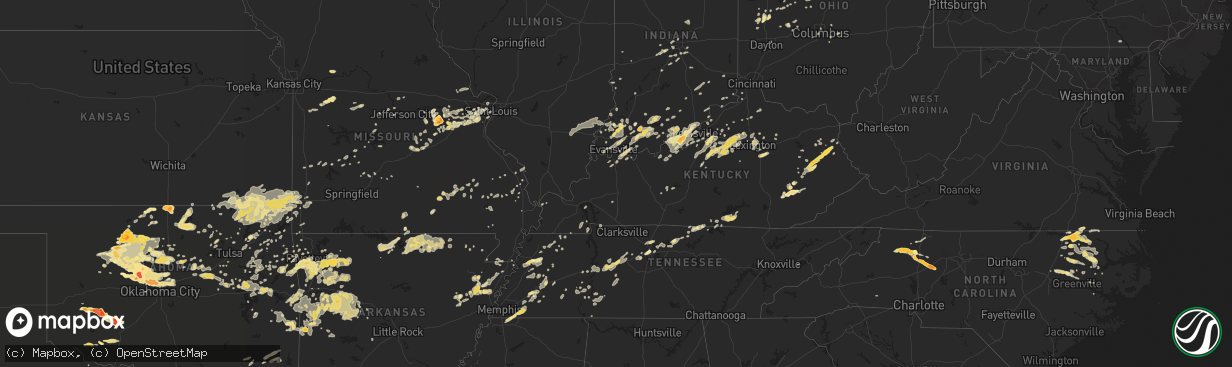 Hail map in North Carolina on May 23, 2011