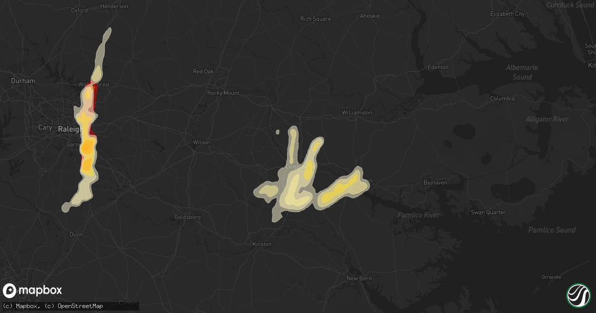 Hail map in Greenville, NC on May 23, 2012