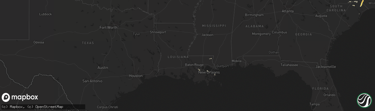 Hail map in Louisiana on May 23, 2012