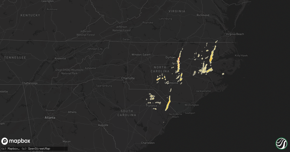 Hail map in North Carolina on May 23, 2012