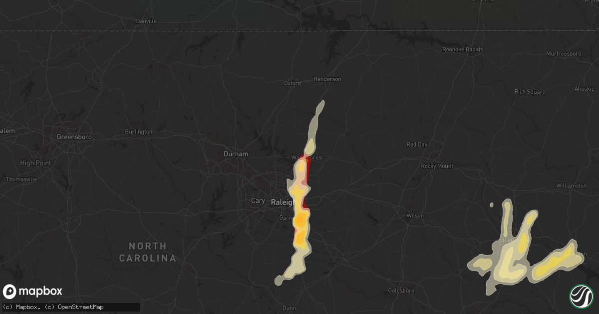 Hail map in Wake Forest, NC on May 23, 2012