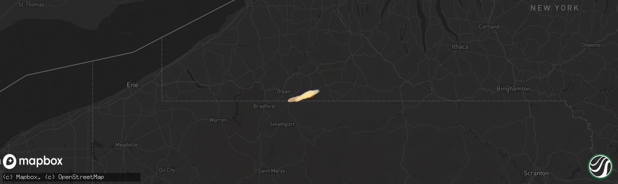 Hail map in Bolivar, NY on May 23, 2013