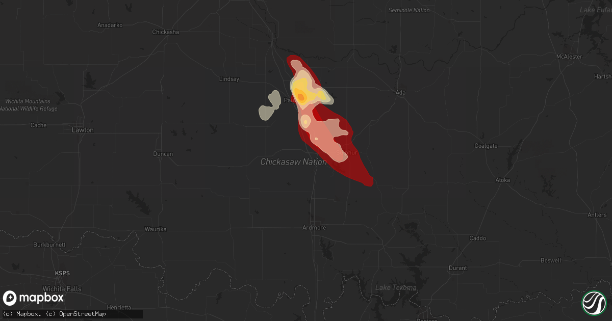 Hail map in Davis, OK on May 23, 2013
