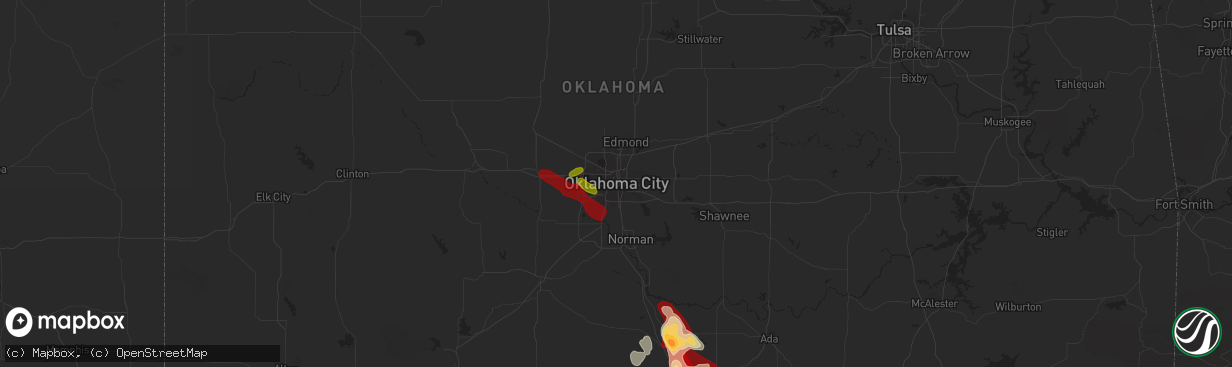 Hail map in Oklahoma City, OK on May 23, 2013