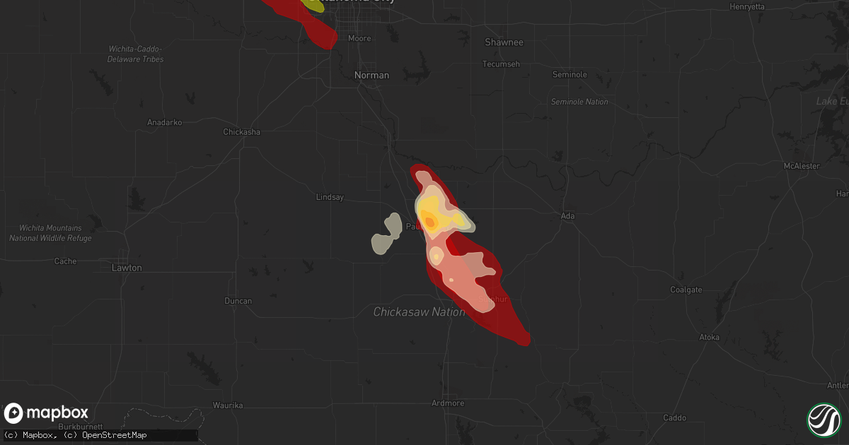 Hail map in Pauls Valley, OK on May 23, 2013
