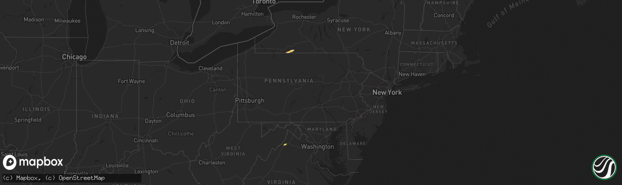 Hail map in Pennsylvania on May 23, 2013