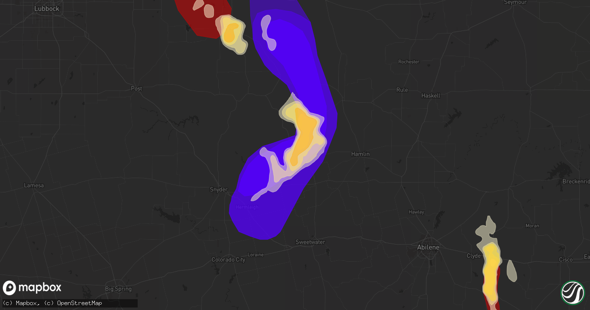 Hail map in Rotan, TX on May 23, 2013