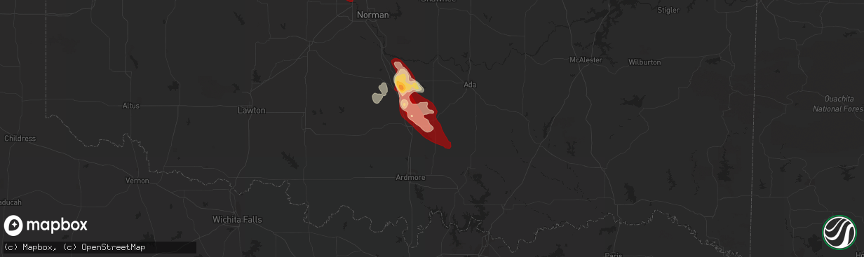 Hail map in Sulphur, OK on May 23, 2013