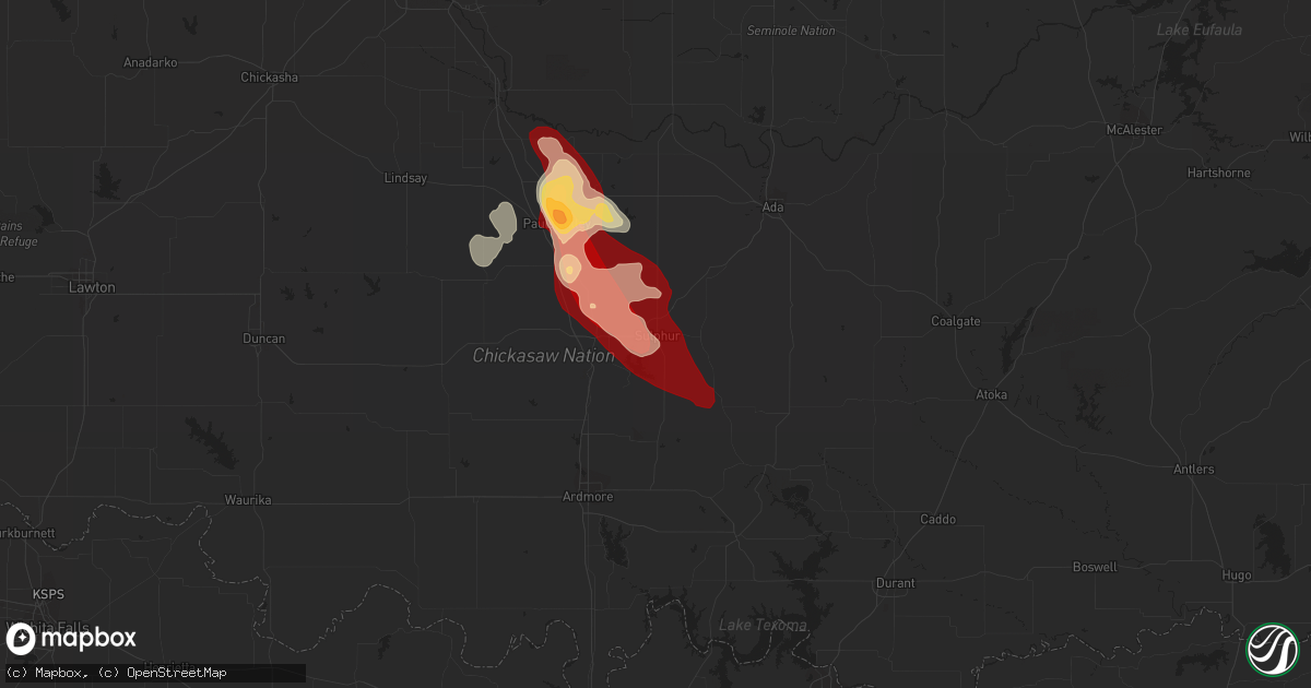 Hail map in Sulphur, OK on May 23, 2013