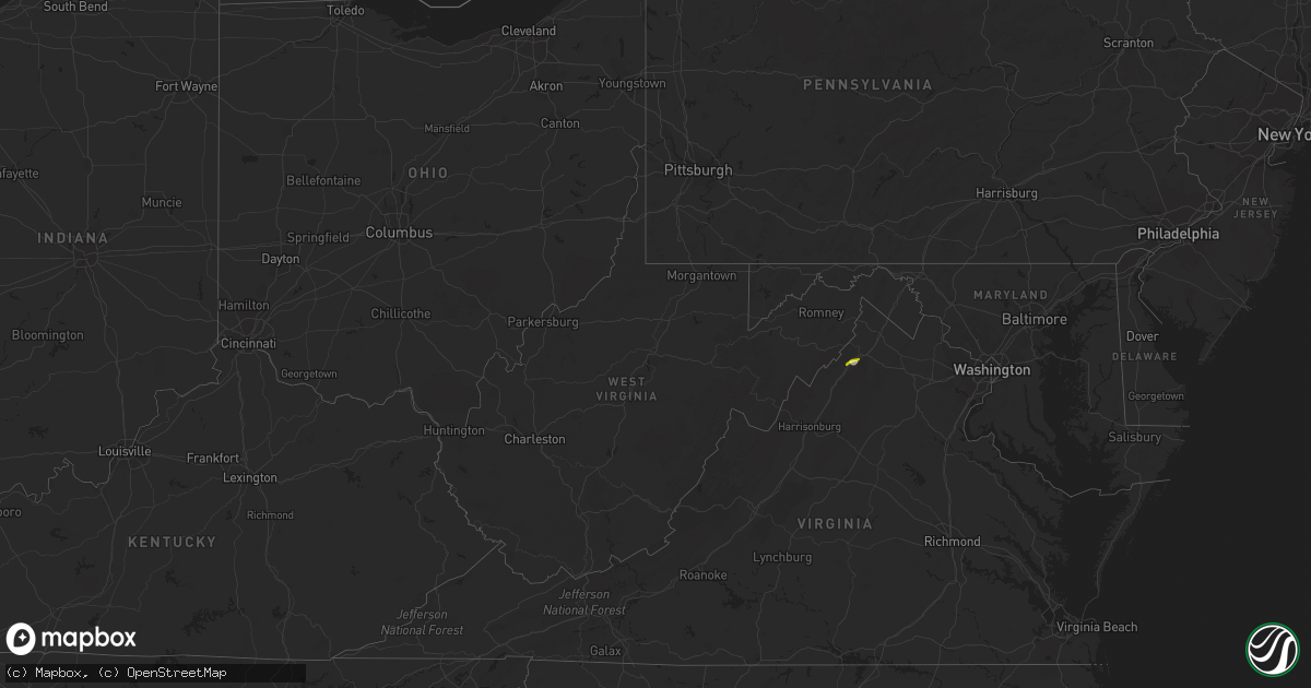 Hail map in West Virginia on May 23, 2013