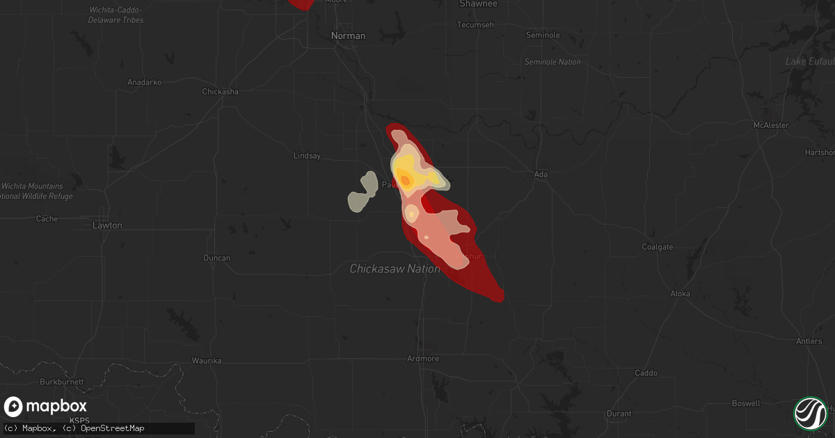 Hail map in Wynnewood, OK on May 23, 2013