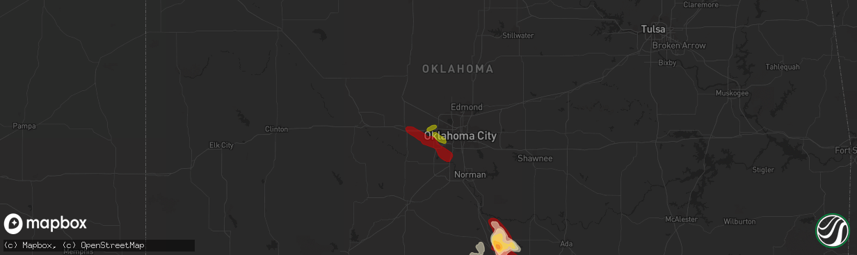 Hail map in Yukon, OK on May 23, 2013