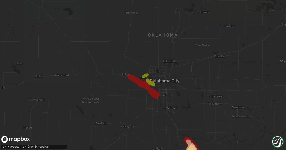 Hail map in Yukon, OK on May 23, 2013