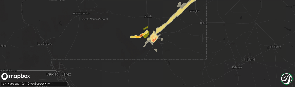 Hail map in Carlsbad, NM on May 23, 2014