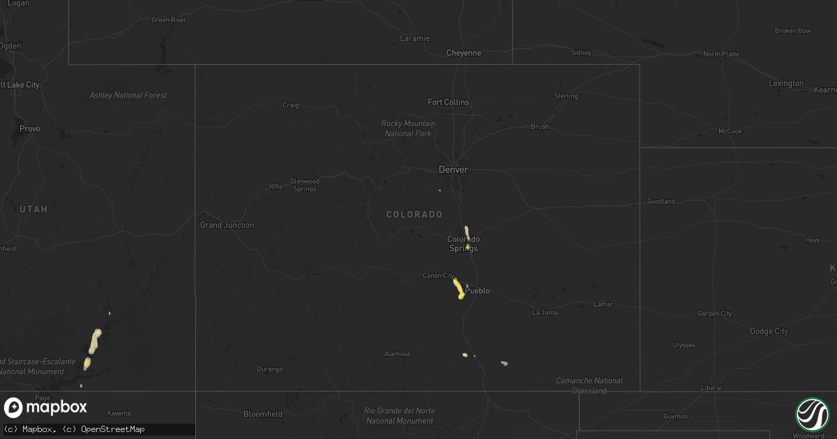 Hail map in Colorado on May 23, 2014