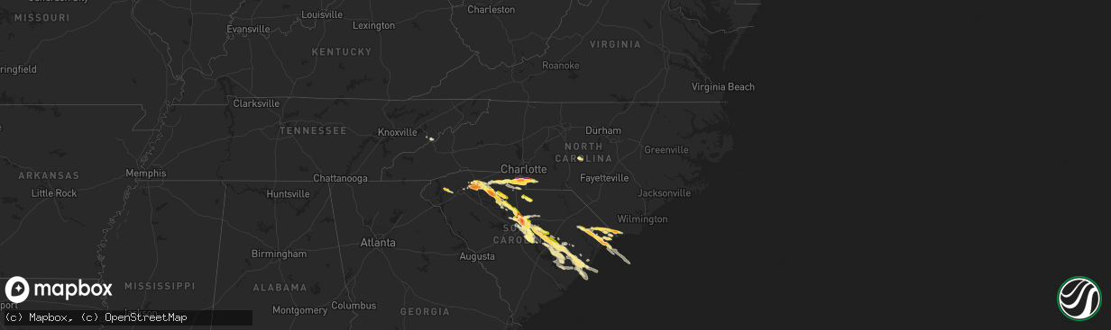 Hail map in North Carolina on May 23, 2014