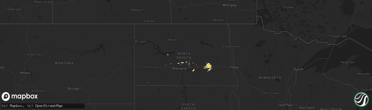 Hail map in North Dakota on May 23, 2014