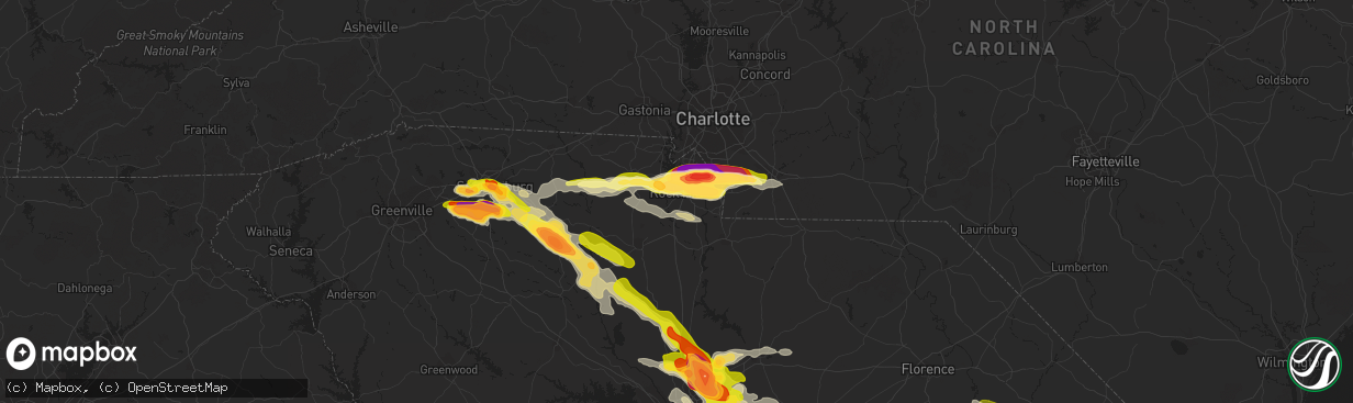 Hail map in Rock Hill, SC on May 23, 2014